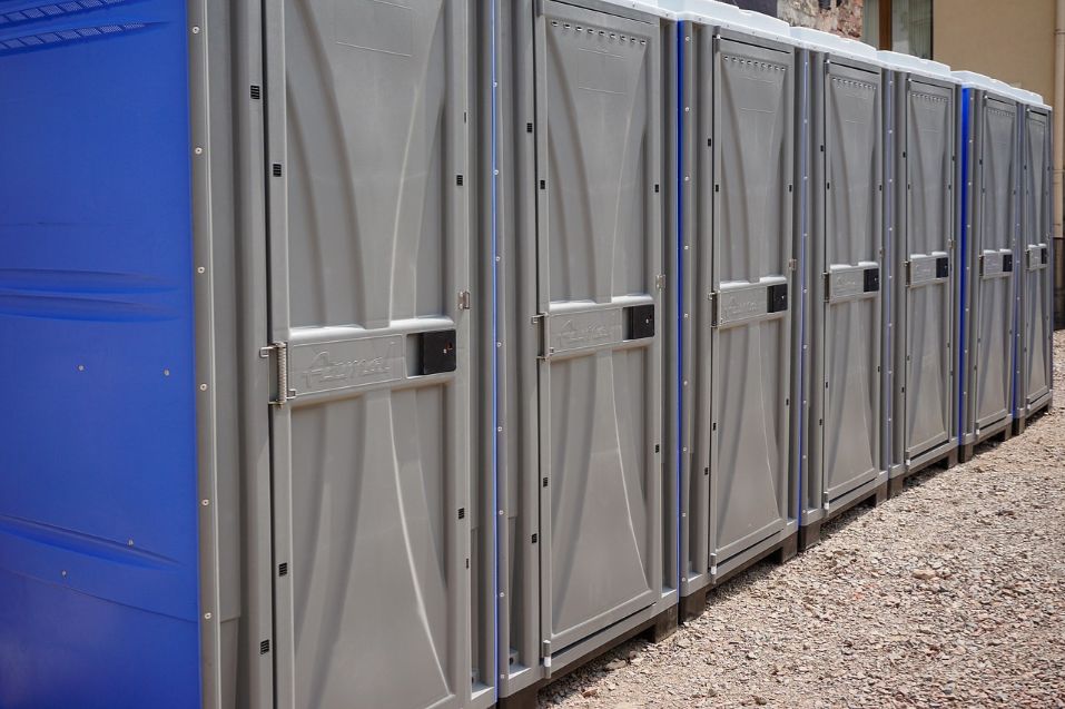 Picture of a row of portable toilets 