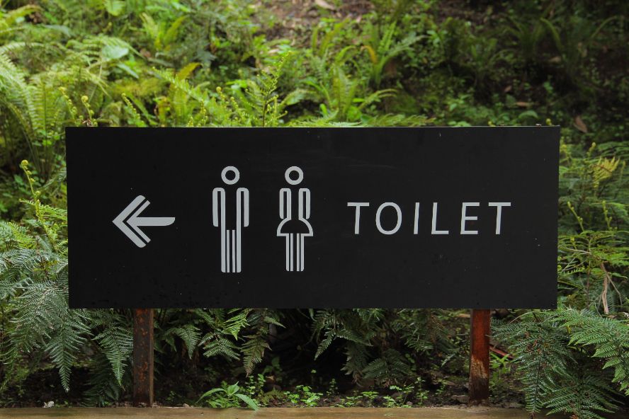 Photo of outdoor sign for portable restrooms 